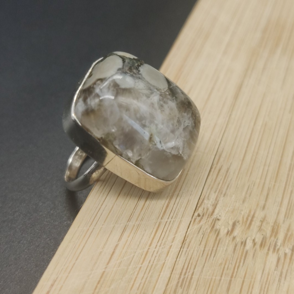 Sterling Silver Ring with Ocean Jasper Stone